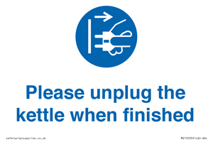 Please unplug the kettle when finished